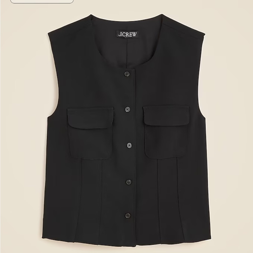 J crew black Crewneck vest in city crepe